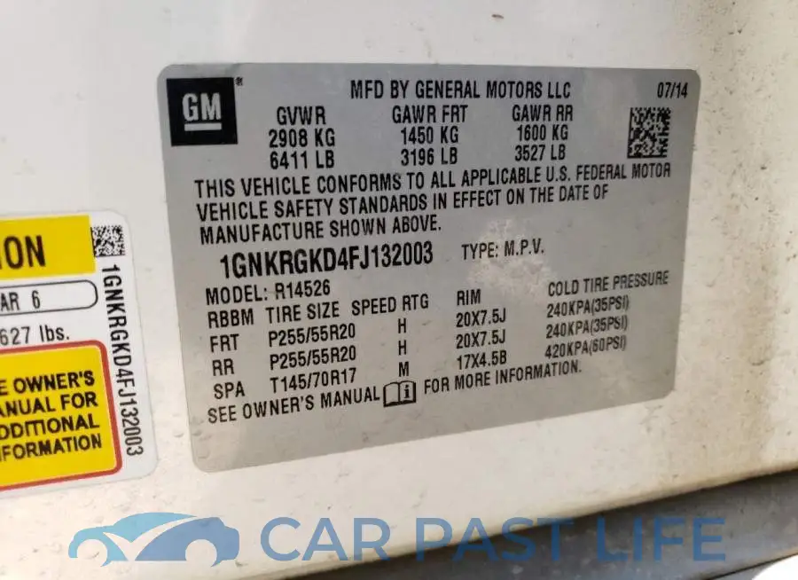 1GNKRGKD4FJ132003# 13