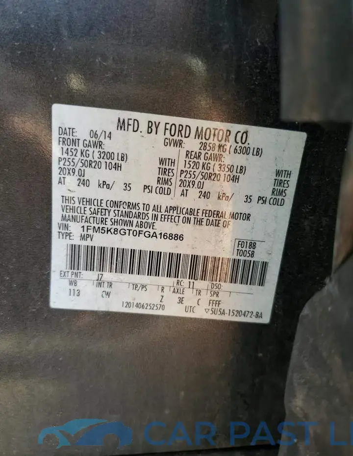 1FM5K8GT0FGA16886# 13
