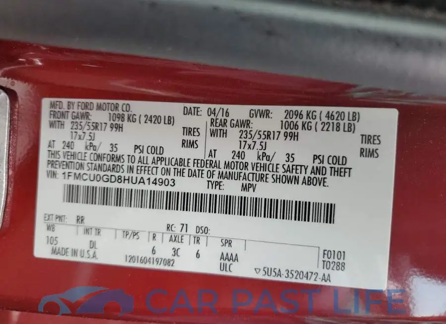 1FMCU0GD8HUA14903# 13