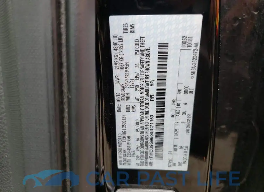 1FMCU9G96GUC71153# 12