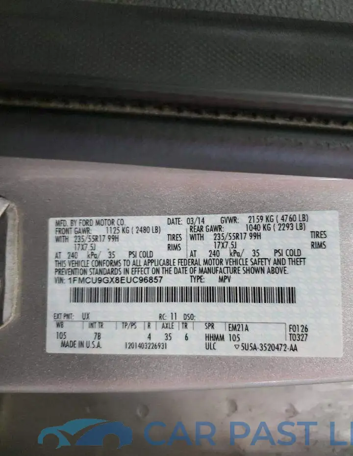 1FMCU9GX8EUC96857# 13