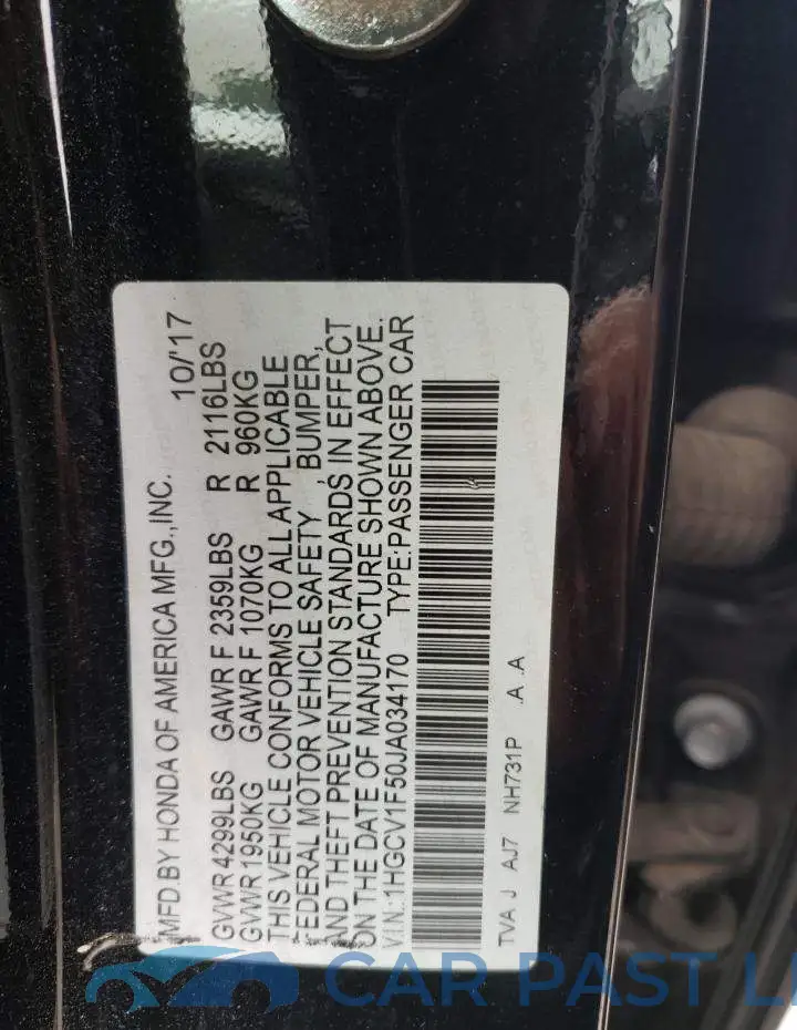 1HGCV1F50JA034170# 12