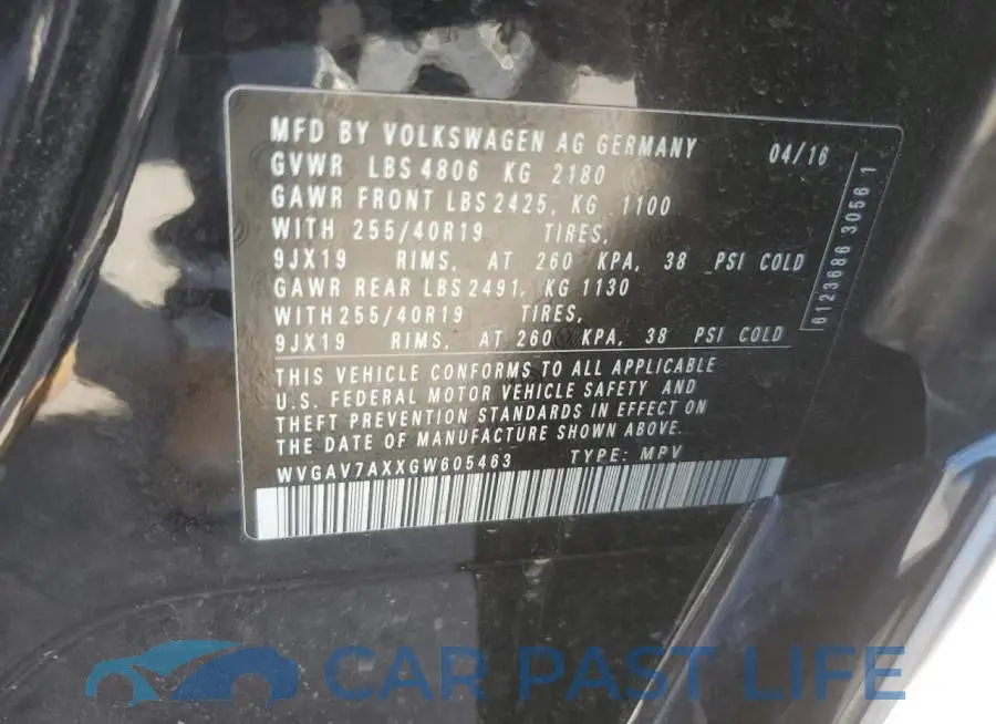 WVGAV7AXXGW605463# 13