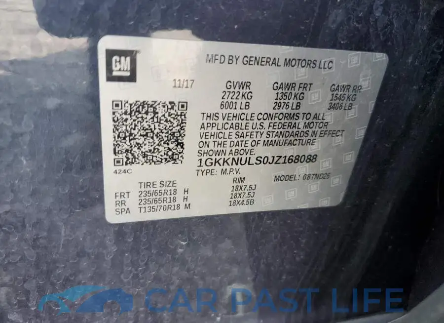 1GKKNULS0JZ168088# 12