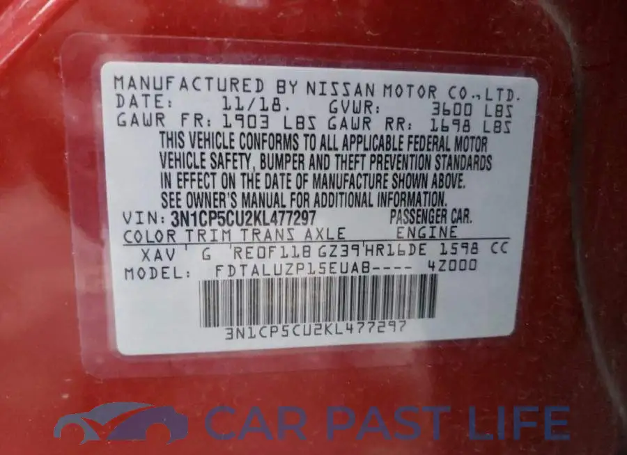 3N1CP5CU2KL477297# 12