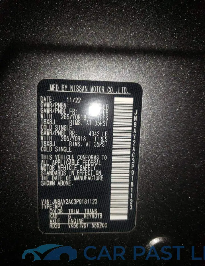 JN8AY2AC3P9181123# 12