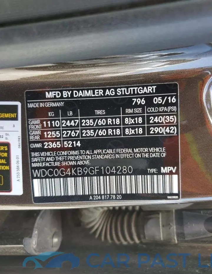 WDC0G4KB9GF104280# 12