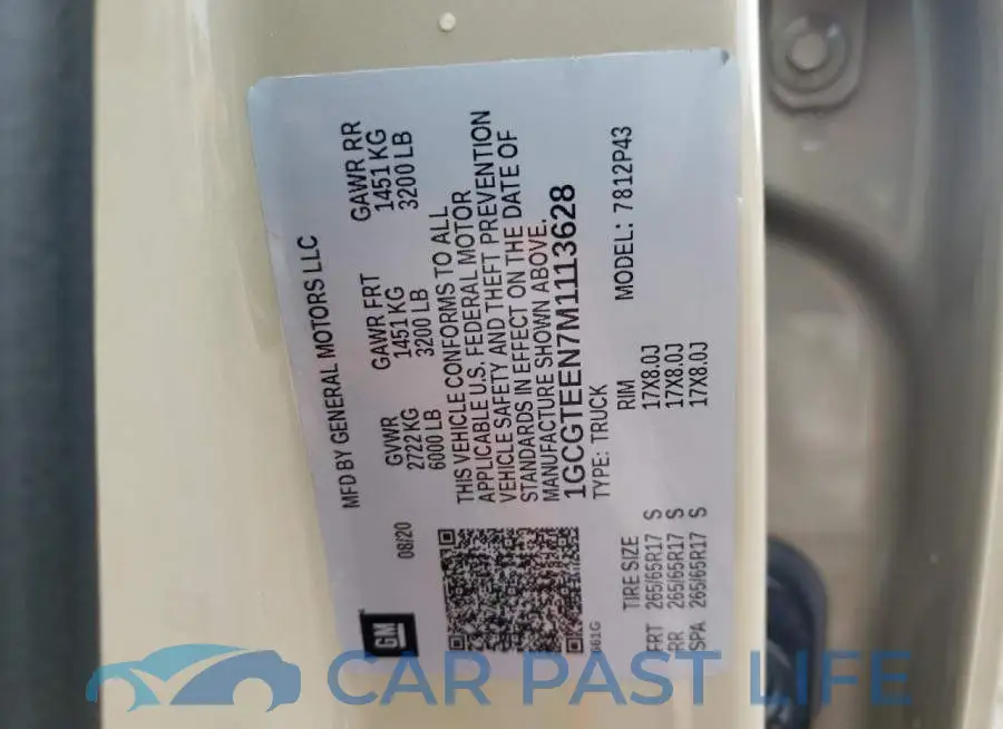 1GCGTEEN7M1113628# 13