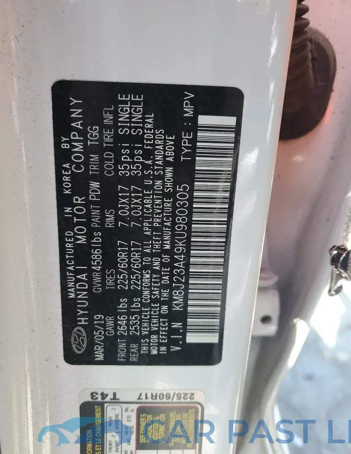 KM8J23A49KU980305# 13