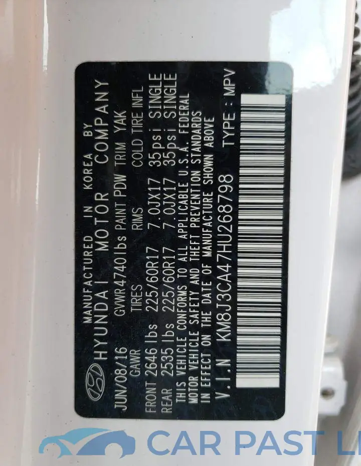 KM8J3CA47HU268798# 12