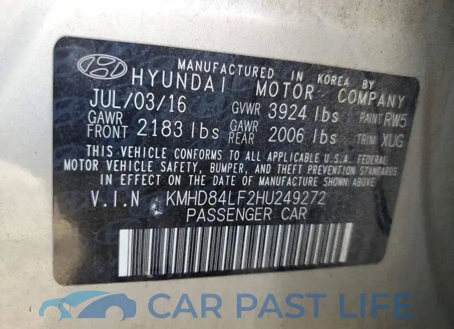 KMHD84LF2HU249272# 12