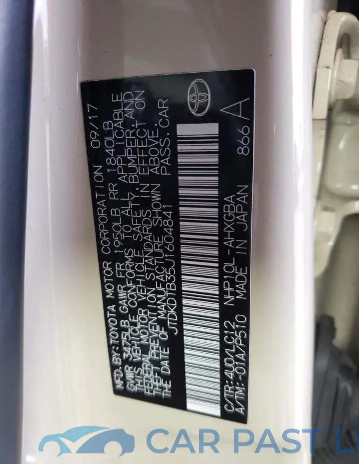 JTDKDTB35J1604841# 12