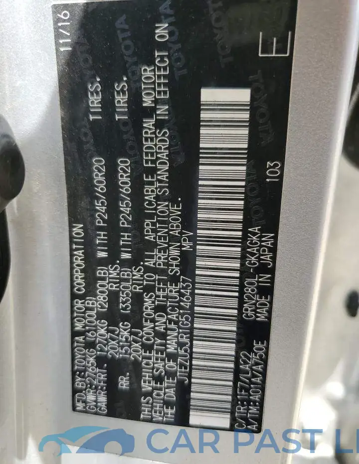 JTEZU5JR1G5146437# 12
