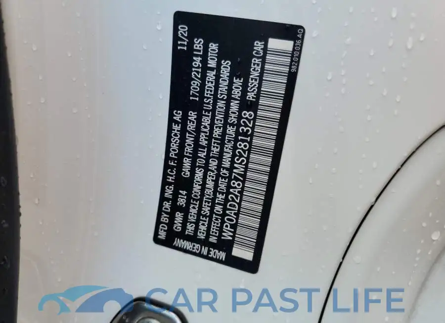 WP0AD2A87MS281328# 13