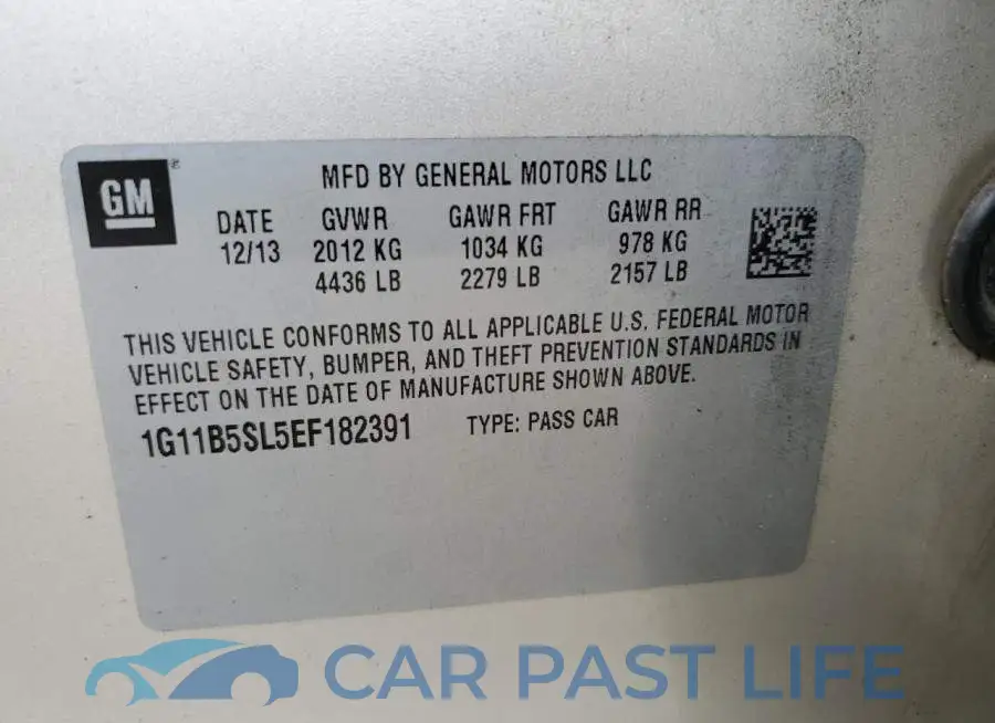 1G11B5SL5EF182391# 12