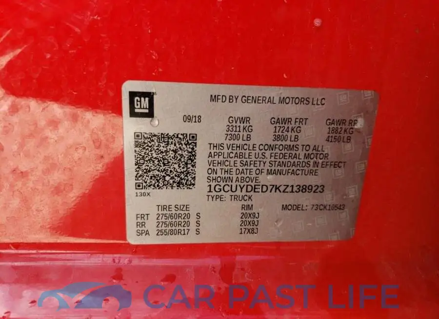 1GCUYDED7KZ138923# 13