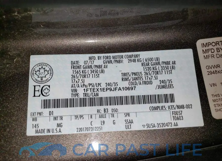 1FTEX1EP9JFA10697# 12