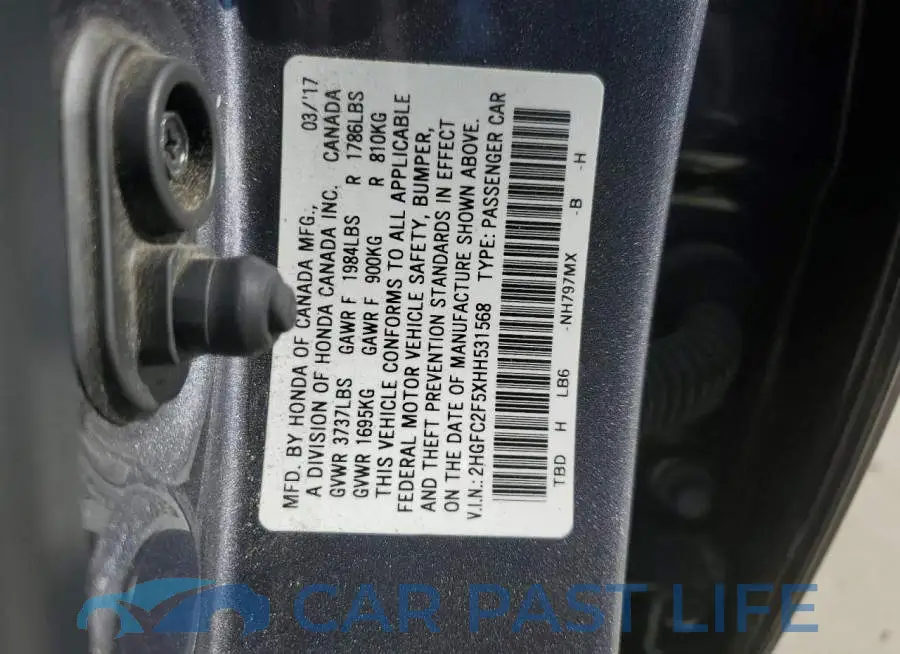 2HGFC2F5XHH531568# 12