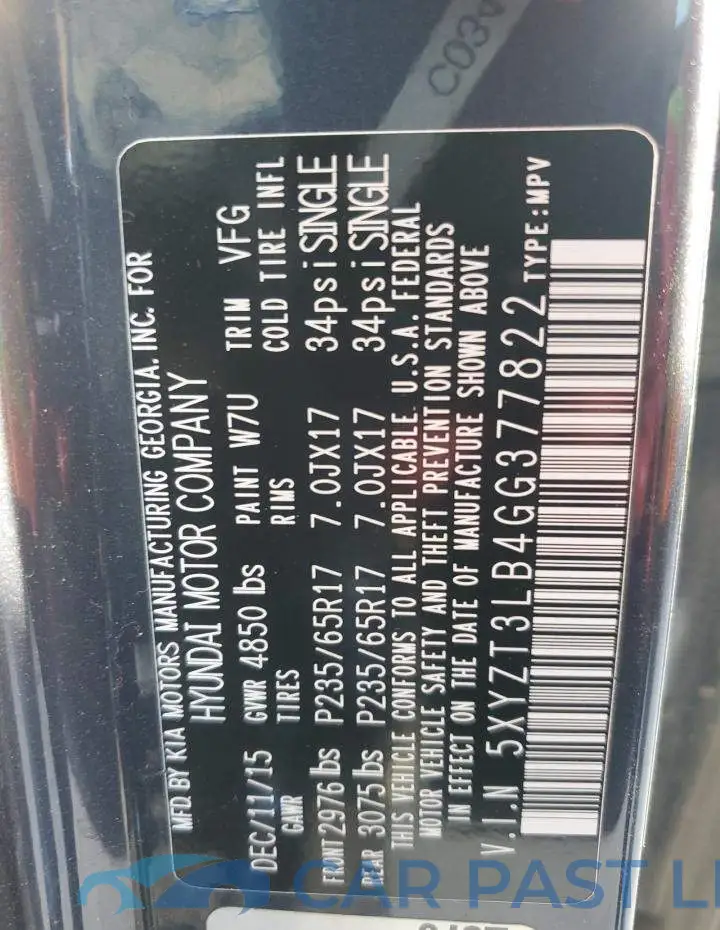 5XYZT3LB4GG377822# 12