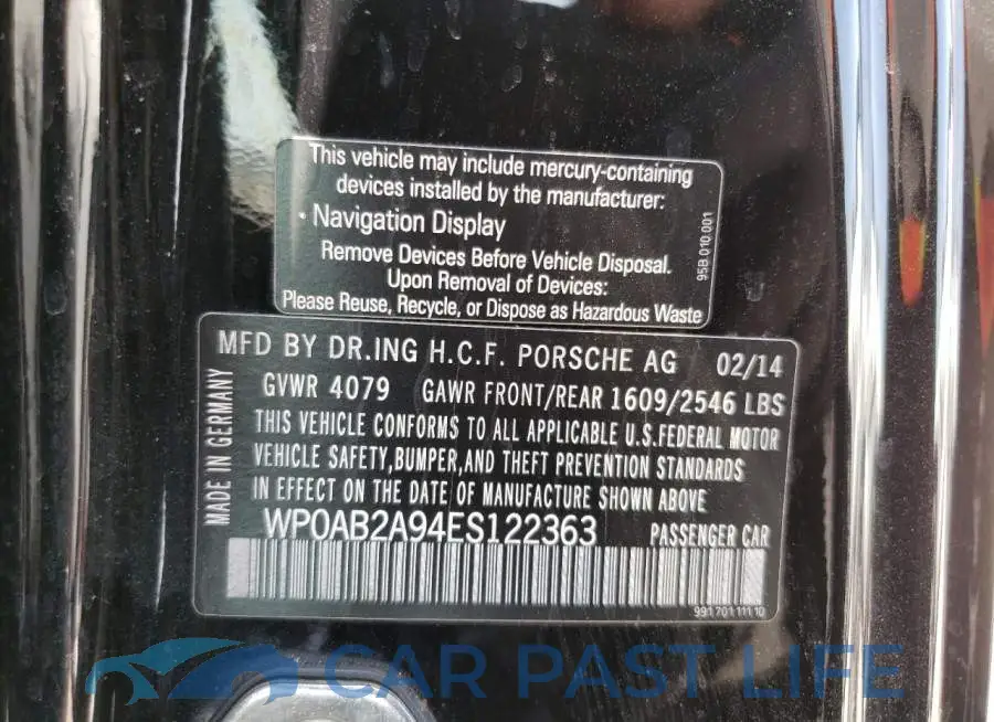 WP0AB2A94ES122363# 12