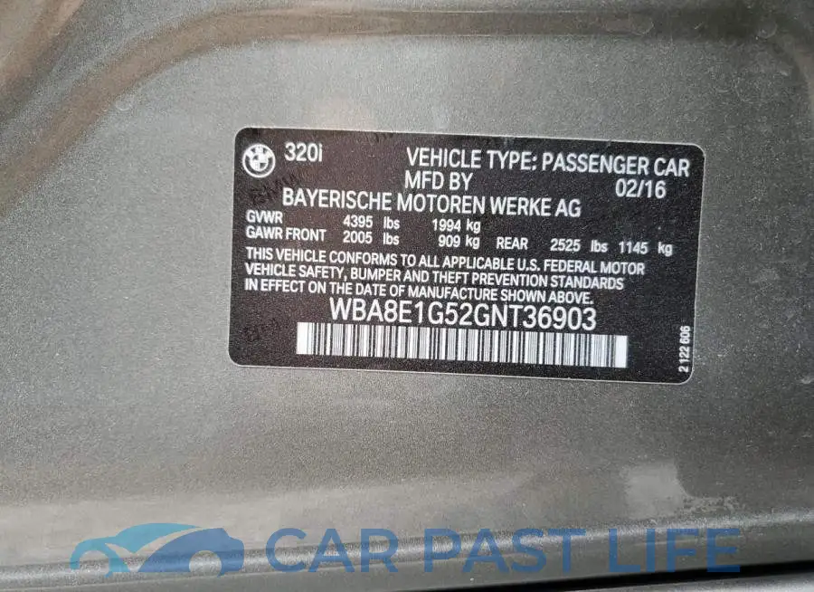 WBA8E1G52GNT36903# 12