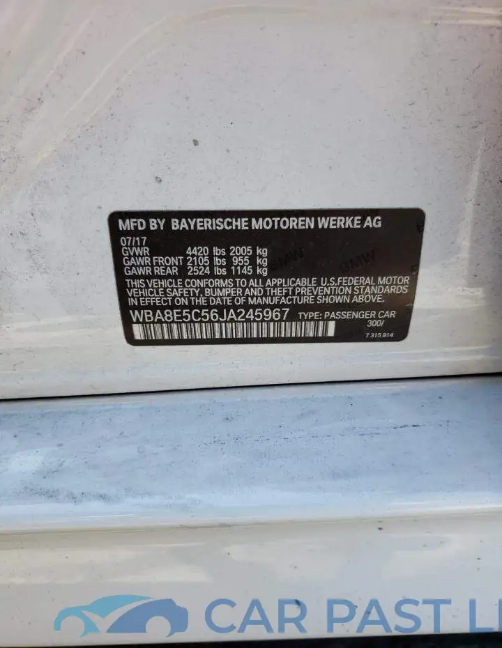 WBA8E5C56JA245967# 12