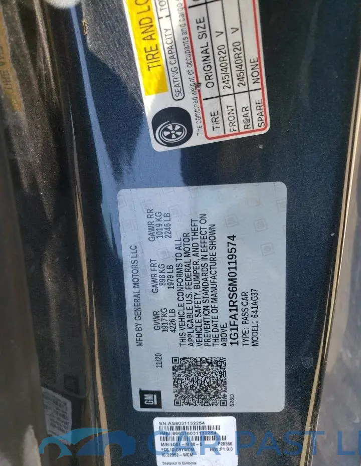 1G1FA1RS6M0119574# 12