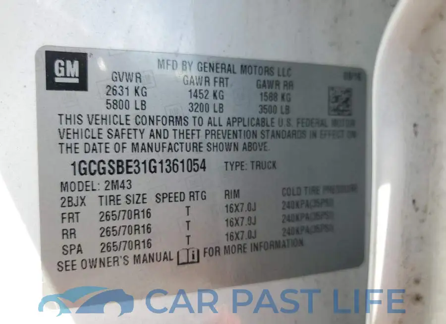 1GCGSBE31G1361054# 13