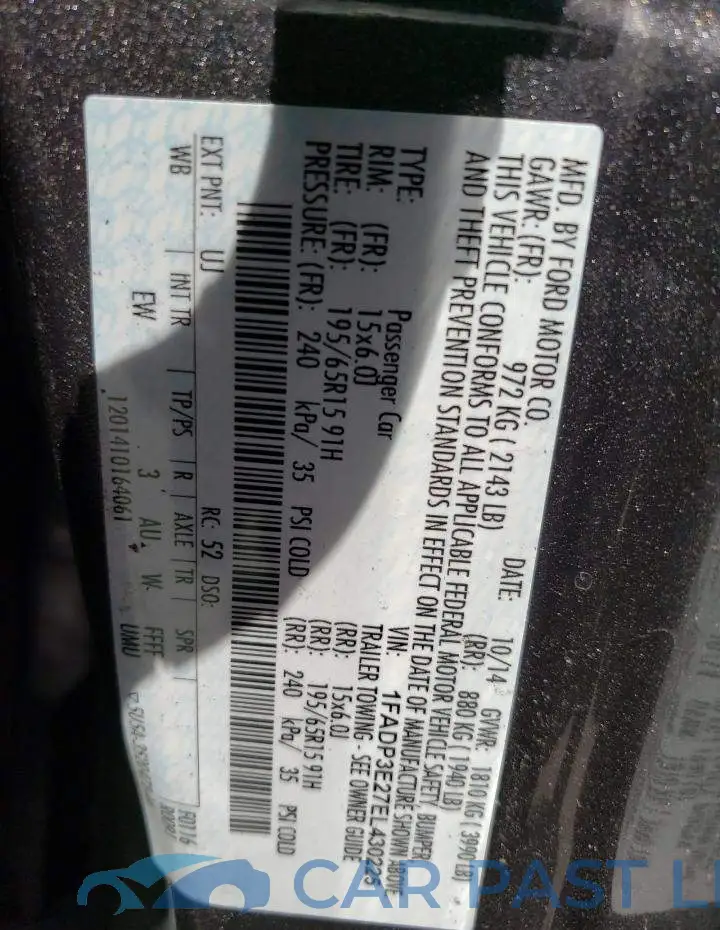 1FADP3E27EL430225# 12