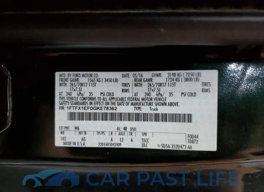 1FTFX1EF0GKE78362# 12