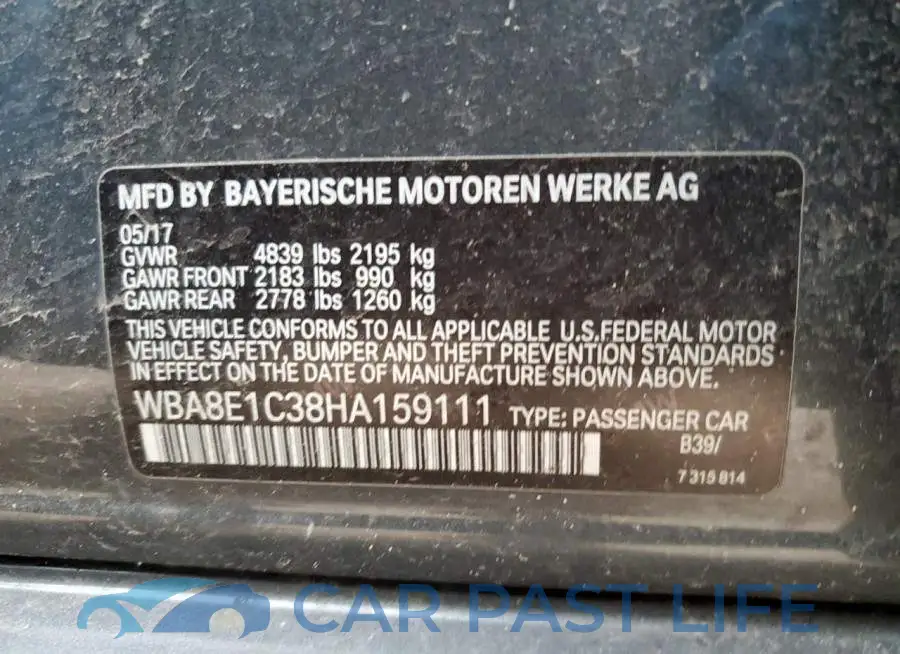 WBA8E1C38HA159111# 12
