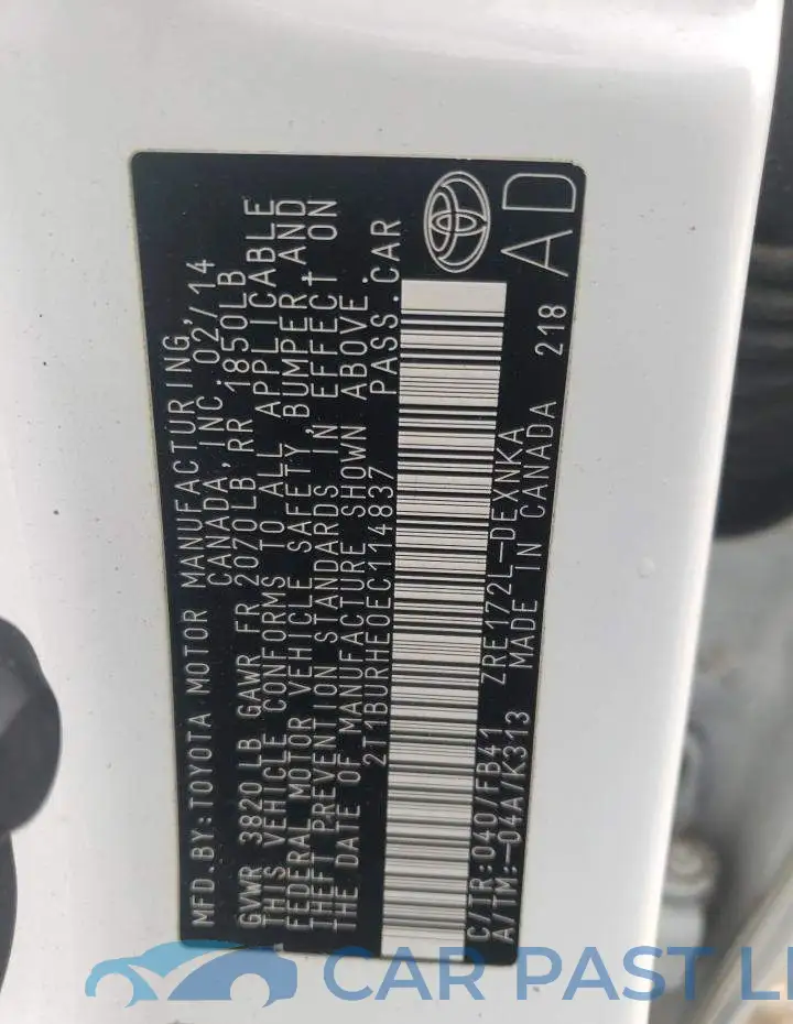 2T1BURHE0EC114837# 12