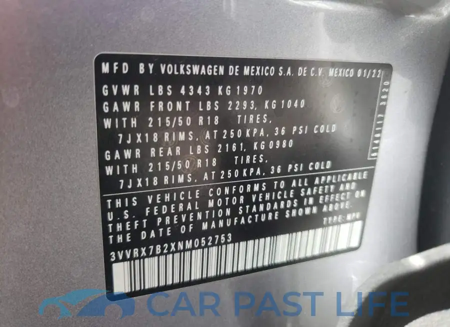 3VVRX7B2XNM052753# 13
