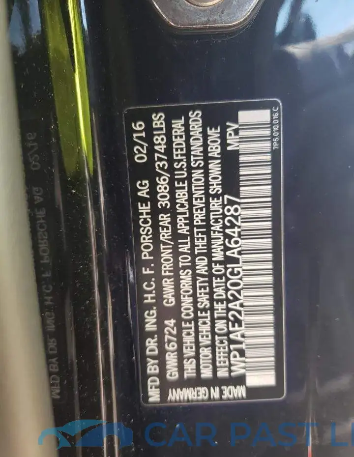 WP1AE2A20GLA64287# 12