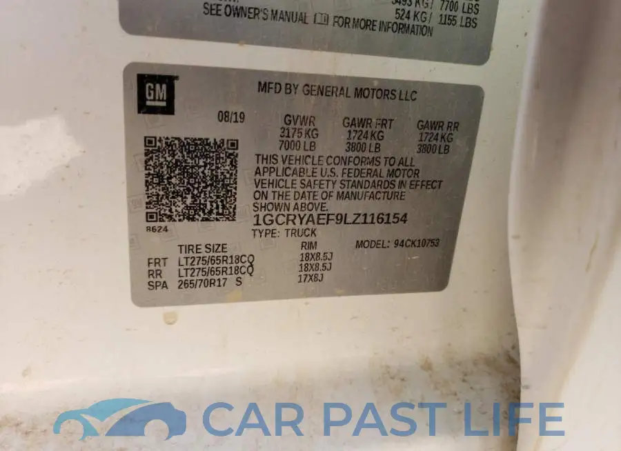 1GCRYAEF9LZ116154# 12