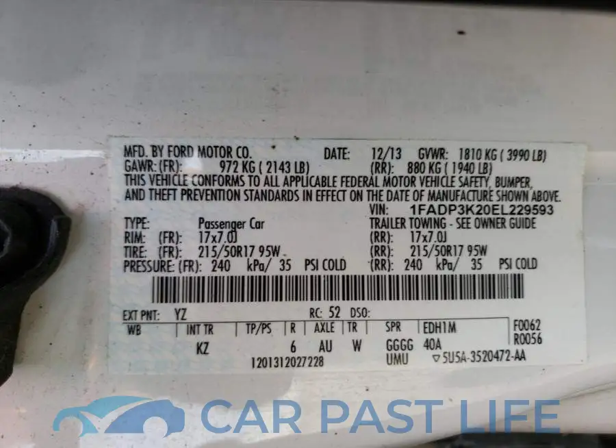 1FADP3K20EL229593# 12