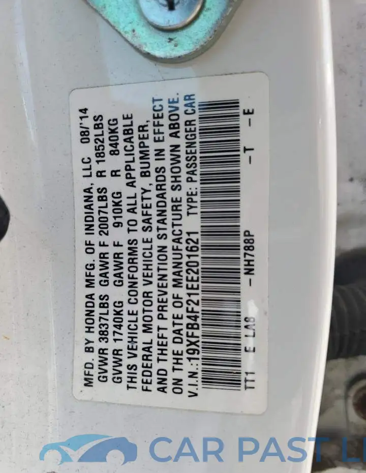 19XFB4F21EE201621# 12
