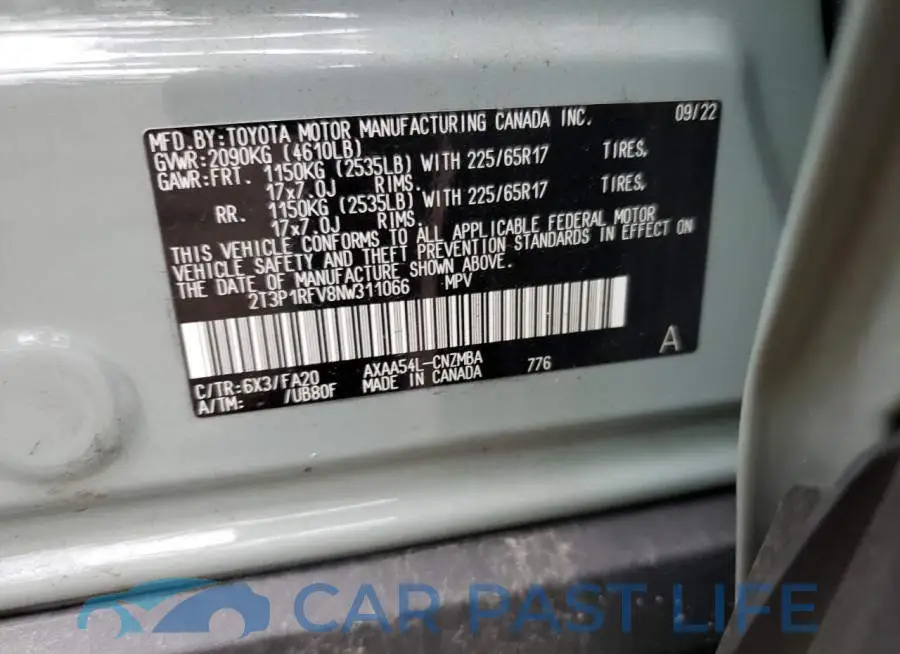 2T3P1RFV8NW311066# 12