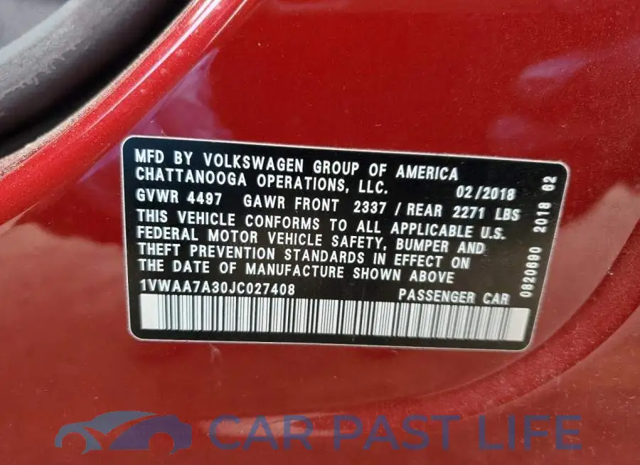 1VWAA7A30JC027408# 12