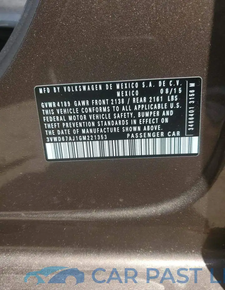 3VWD67AJ1GM221353# 12
