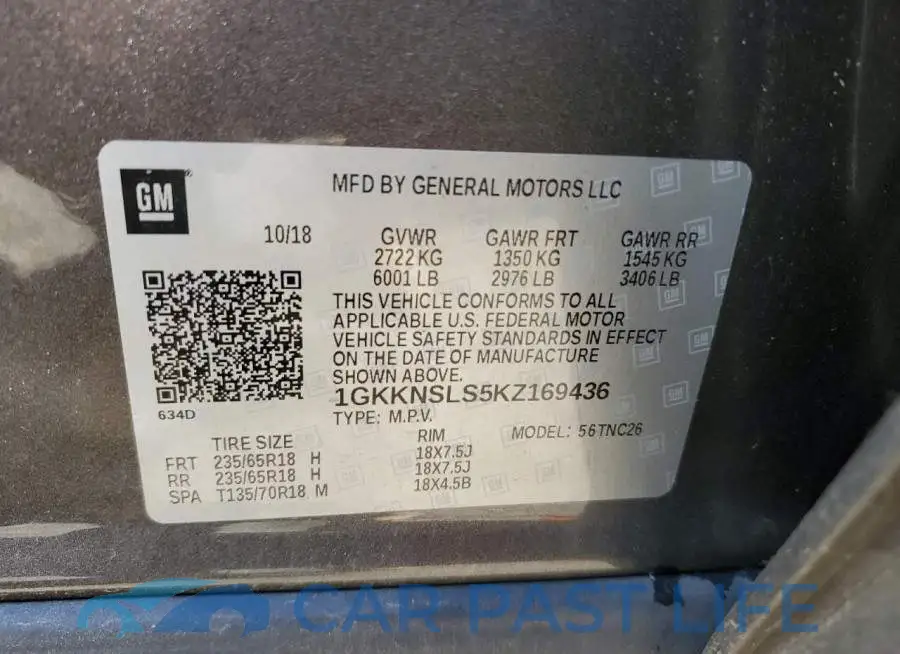1GKKNSLS5KZ169436# 12