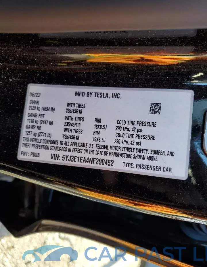 5YJ3E1EA4NF290452# 13