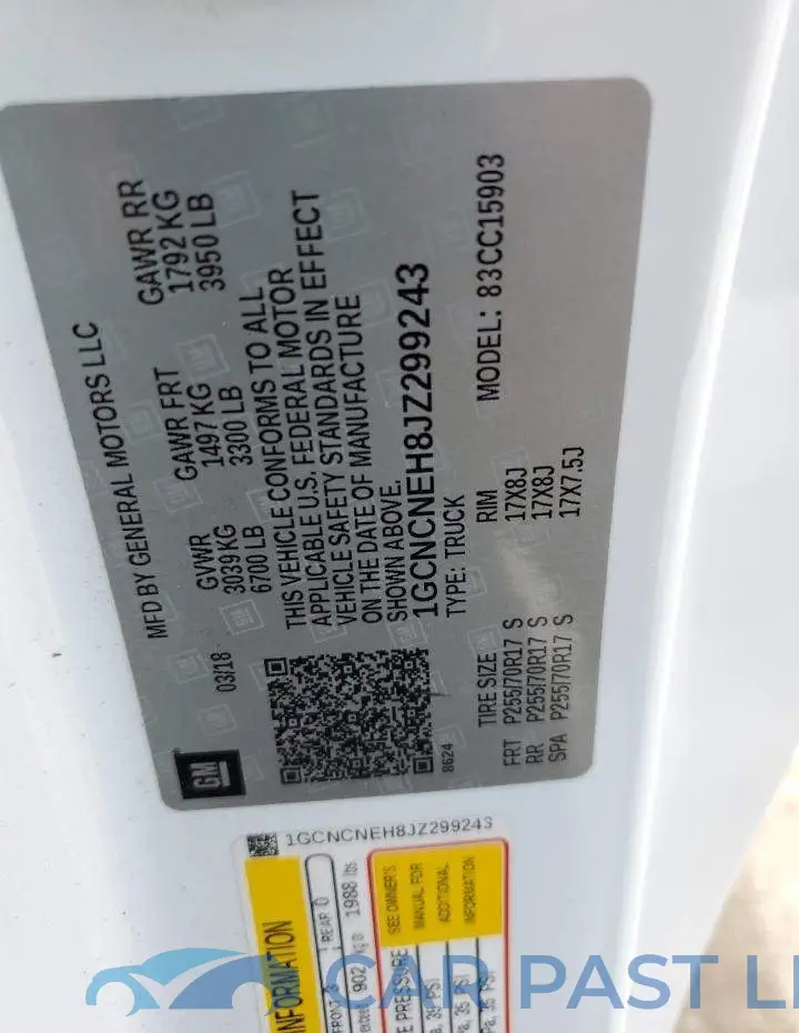 1GCNCNEH8JZ299243# 12