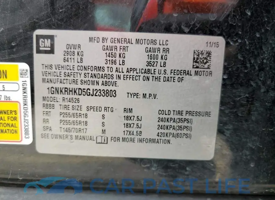 1GNKRHKD5GJ233803# 13