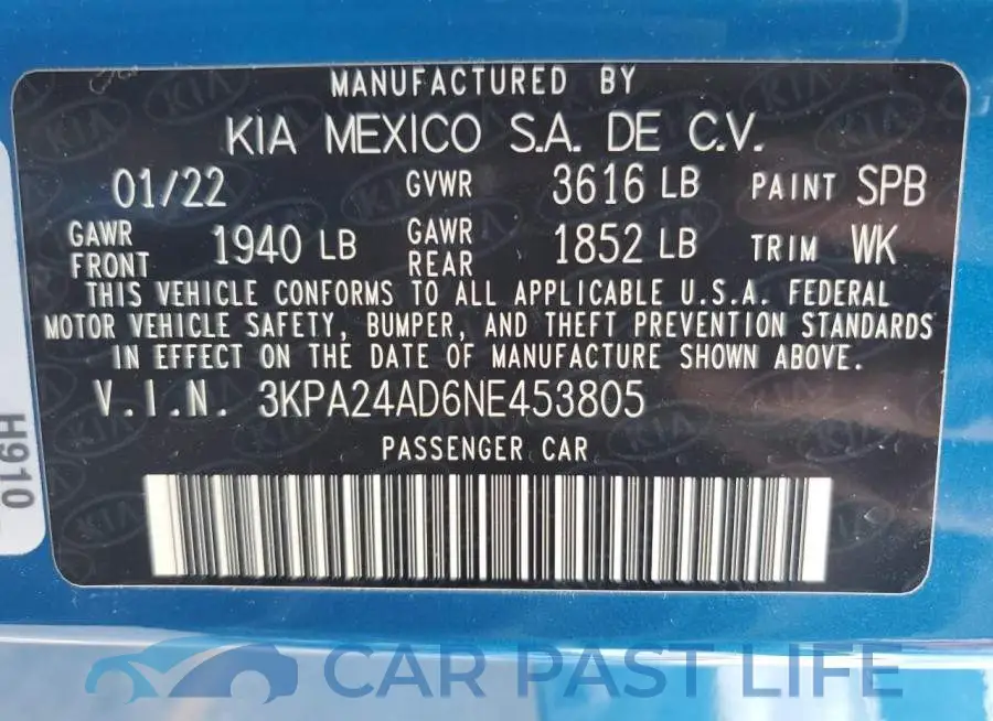 3KPA24AD6NE453805# 12