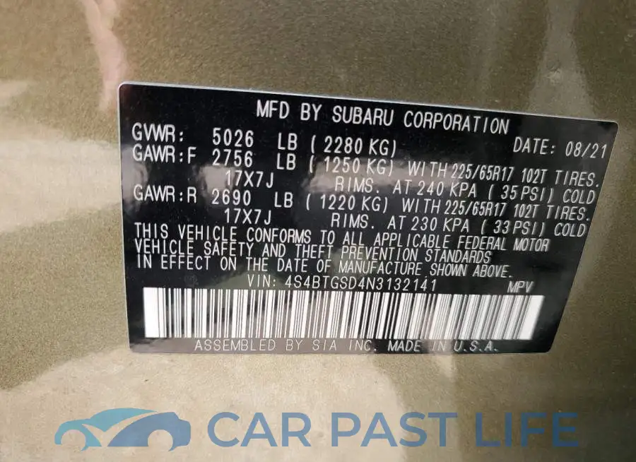 4S4BTGSD4N3132141# 12