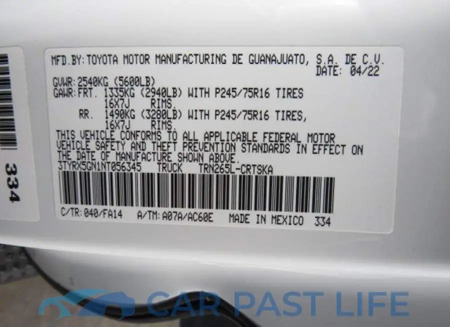3TYRX5GN1NT056345# 10