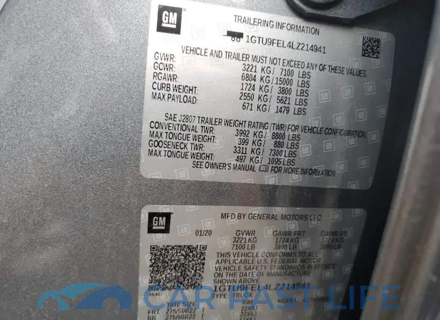1GTU9FEL4LZ214941# 12