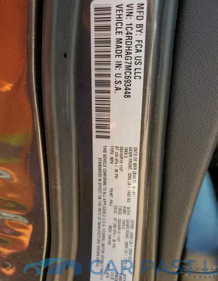 1C4RDHAG7MC693448# 12