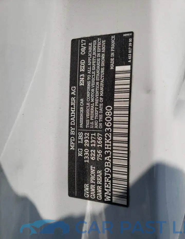 WMEFJ9BA3HK236080# 13